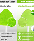 Front view of XINDELL windshield cleaning kit with long handle and four bright green microfiber pads for car windows