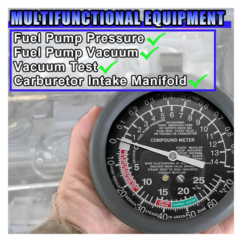 UHANBUT vacuum and fuel pump tester gauge kit, automotive front-view analog dial gauge