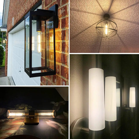 Various lighting fixtures featuring Dimmable E26 LED Light Bulb 6W Equal 60W Incandescent, AC120V Warm White 2700K, 600LM