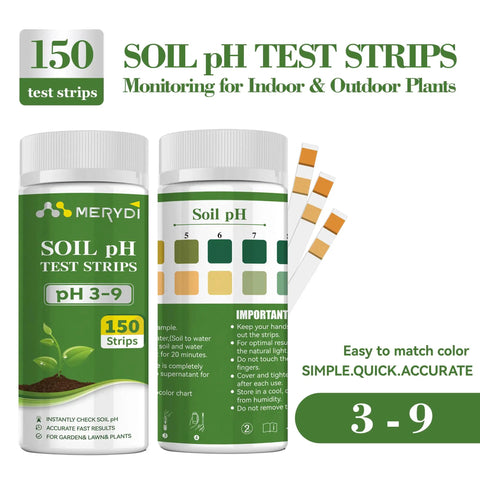 Soil pH Test Kit With 150 Strips 3 To 9 Range for Testing Garden Lawn Vegetables Flower Beds Dirt Yard Indoor Outdoor Plants