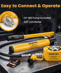 5 Ton Low Profile Hydraulic Jack Kit With CP-180 Manual Pump, featuring beefy porta power system, connector highlighted