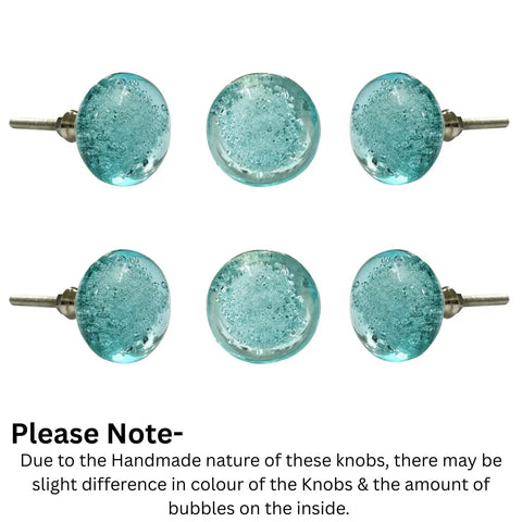 Crystal Bubble Knob Set Of 6 In Light Blue Dope Modern Glass Drawer Pulls For Cabinets Doors Dresser Wardrobe And Cupboards