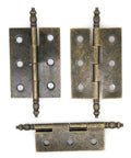 Old School Vintage Brass Flap Hinges Set For Wooden Boxes And Cabinets With Longer Axis, Durable Iron Hardware, Retro Style