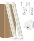 Bright 25W 6000K LED Shop Lights, Linkable Garage Tube Light For Workbench And Basement, 2 Pack with power cords