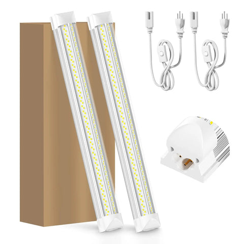 Bright 25W 6000K LED Shop Lights, Linkable Garage Tube Light For Workbench And Basement, 2 Pack with power cords