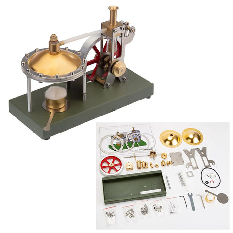 Retro Steam Engine Kit For DIY Assembly with metal steam engine model, spherical boiler, clear cylinder, large flywheel parts