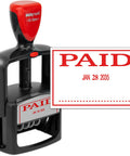 Heavy Duty Self Inking Date Stamp With Paid Imprint Slick Red Rubber Sealer For Invoices And Bills Office Heavy Hitter with red pad and imprint.