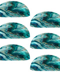 Premium Teal Marble Cabinet Cup Pulls Boasting A Killer Stone Finish And Super Slick Texture And 2.6 Inch Hole Centers, pack of 6.