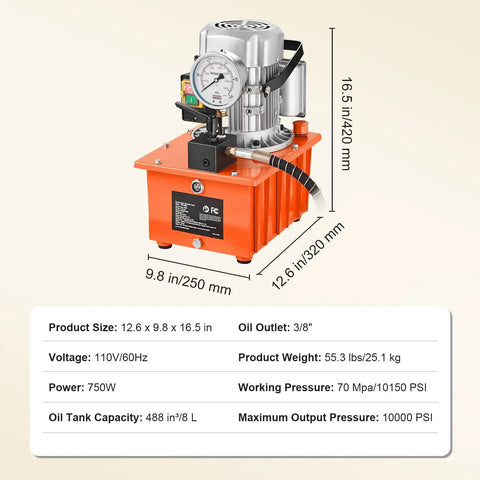 Heavy Duty Electric Hydraulic Pump Setup With Extended Remote Hose And Simple Lever Switch High Pressure For Industrial Press And Jack Jobs Workhorse Reliability All Day Long