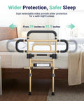 Heavy Duty Bed Rails for Seniors 180 Degree Foldable One Hand Operation Adjustable Height and Width safe guard on bed.