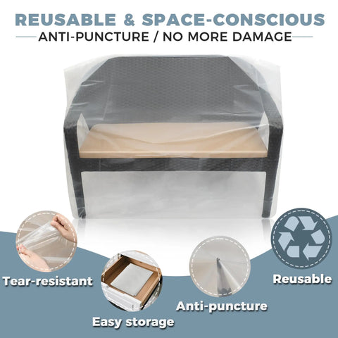 Two Pack Heavy Duty Clear Plastic Patio Bench Cover For Outdoor Furniture Waterproof And Reusable Extra Thick 4mm Cushion Protector Universal Fit For 58 By 28 By 52.5 Inch Loveseats And Cushions Weatherproof covering a patio bench