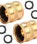 Dual Swivel Garden Hose Adapter Female To Female Connector Brass Heavy Duty 2 Pack No Fuss Corrosion Resistant Hose Fittings For Quick Tool Free Joins And Smooth Flow Watering, brass 3/4 GHT with washers