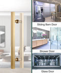 Gold Barn Door Pull Handle for Sliding Doors, Modern Square H Shape Push Pull Handle, Durable 304 Stainless Steel, Easy Install With Tools Included, 32 Inch 80 Cm Length.