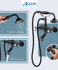 Oil Rubbed Bronze Clawfoot Tub Filler With Wall Mount, Vintage Style Tub Faucet With Handheld Shower, Double Cross Handles