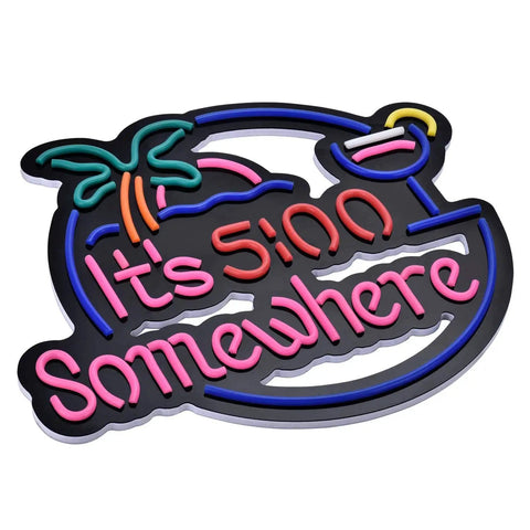 Five O Clock Somewhere Palm LED Neon Sign Wall Light For Bar Club Bedroom Window Glass Pub Cafe Wedding Party Gifts