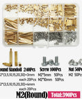 Brass Knurled Round Standoff Spacer Kit M2 Hex For DIY Electronics Includes Male To Female Female To Female And Round Spacers Ideal For PCBs Motherboards And Electrical Projects 390 Pcs, brass M2 spacers in organizer tray
