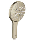 Three-Setting Handheld Rain Shower Head With Rain Jet And ActiveMassage Modes Brushed Nickel Infinity Finish Slim Modern Design