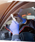 Fast Curing Windshield Chip Repair Tool For All Vehicles Portable Glass Repair Kit in use inside car with blue gloves