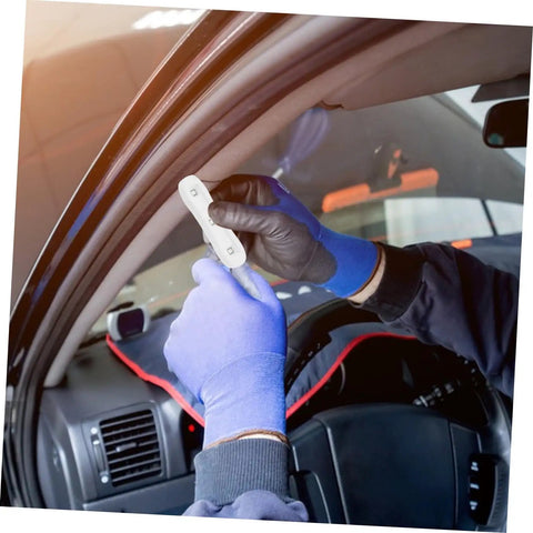 Fast Curing Windshield Chip Repair Tool For All Vehicles Portable Glass Repair Kit in use inside car with blue gloves