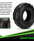 145/70-6 Tubeless Tire For Mini Bikes And ATVs, shown with tread pattern and sidewall, wide fit special design