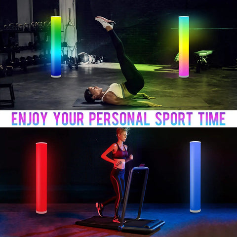 Two Pack RGB Floor Lamps With Music Sync App Control And Time Settings Dimmable Color Changing Standing Lamps for workout area