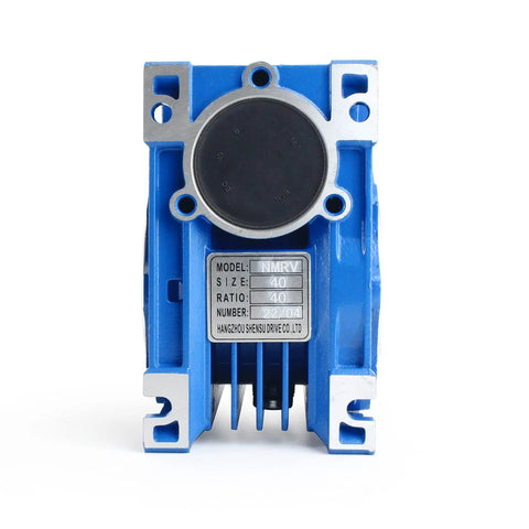 40 To 1 NMRV040 Worm Gearbox Reducer For Nema 34 Stepper And Servo Motors, view of label and metal enclosure