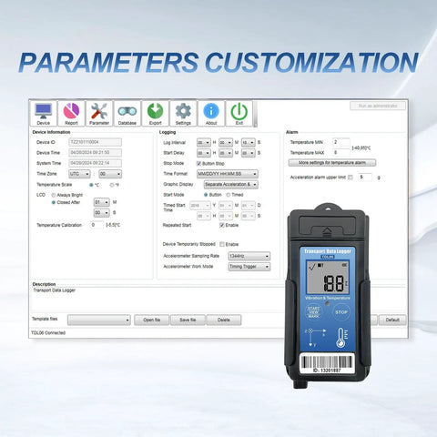 Vibration Data Logger And USB Shock Monitor For Shipping And Transport With 3 Axis Acceleration Sensor Records Shock Events With Time And Temperature Auto Generated PDF And CSV Reports No Software Needed 34560 Data Points Capacity, software screen