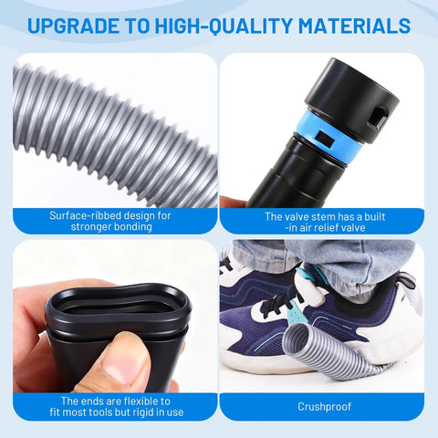 Sixteen Foot Vacuum Hose Extension Kit With Six Adapters For Three Quarter, One, One And Quarter, And One And Half Inch Ports