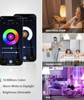 BR30 Smart LED Flood Bulbs 13W 1300 Lumens RGB Color Changing, Dimmable, E26 Base shown with color and brightness options on a smart app
