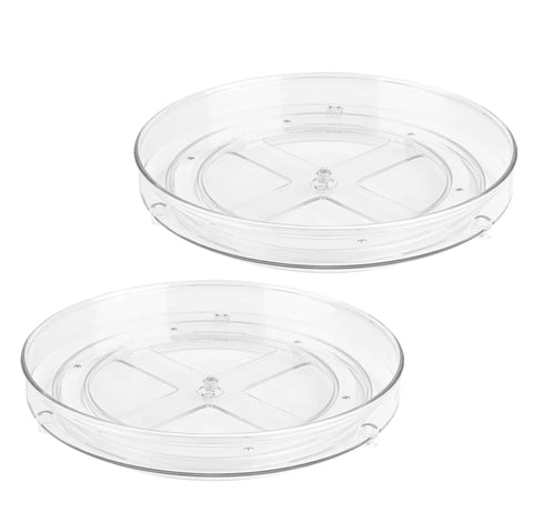 Clear 9 Inch Lazy Susan Turntable For Cabinet, Space Saving Kitchen Organizer, Rotating Spice Rack, smooth spin 2 pack acrylic