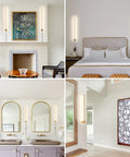 Dimmable Modern Plug In Wall Sconce Set Of 2 Gold Brushed Finish 23.6 Inch Indoor Wall Lamps in various home settings