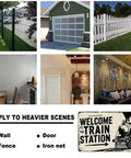 Collage of uses for Train Station Steam Locomotive Metal Sign 8x12 Inch Vintage Retro Wall Decor in various settings.