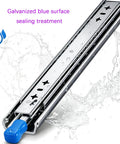 Beefy Drawer Slides With Lock And Soft Close Full Extension Ball Bearing Detachable Sides For Cabinets And Tool Chests Fits 300mm 500mm Or 950mm Length 1 Pair, galvanized blue surface treatment with water droplets