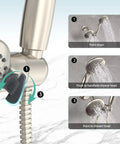 Rain And Handheld Shower System With Five Spray Dual 2 In 1 High Pressure Shower Faucet 3 Way Diverter Brushed Nickel Finish Valve Included