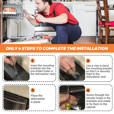 Installation steps for Dishwasher Mounting Bracket Install Kit Upgrade With 2 Mounting Brackets And 6 Screws For Secure Fit Replacement