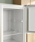 Heavy Duty Adjustable Freezer Dividers For Upright Fridge Rock Solid White Wire Partition With Seamless Locking Clips inside a freezer.