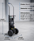 Heavy Duty 1200W Electric Dolly Stair Climber With 800lb Capacity And Folding Telescopic Handle, black metal design, 23x14x44 inches.