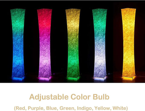 Slim 52 Inch LED Floor Lamp With Fabric Shade Dimmable 3 Level Lighting Two Included Bulbs in various colors