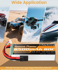 Two Pack 4S 6500mAh 80C LiPo Battery With Soft Case and TR Connector for RC Vehicles, Drone, and Boat