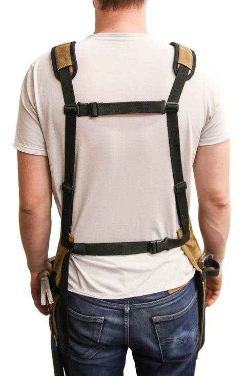 Back view of Heavy Duty Work Apron With Dedicated Tool Pockets For Easy Access, Ergonomic Design For All Day Comfort.