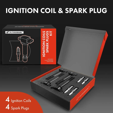 Ignition Coil Pack And Iridium Spark Plugs For Toyota Camry RAV4 Sienna 2.5L 2.7L L4 Four Pack Replacement 90919A2002 kit box and contents