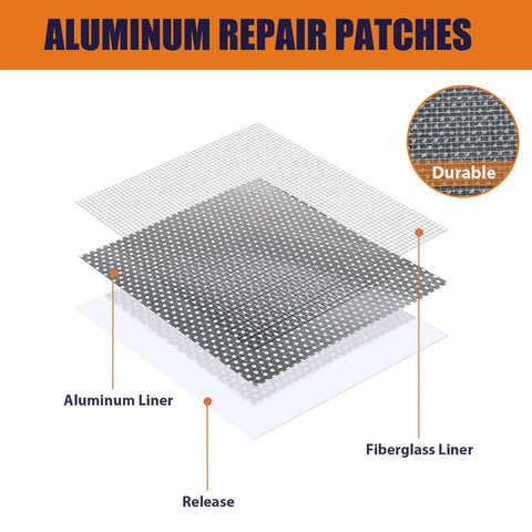 Layers of aluminum liner, fiberglass liner, and release in All In One Drywall Repair Kit With 8.5 Oz White Wall Putty, 2 Inch And 4 Inch Wall Patches, Scrapers, Sandpaper, And Waterproof Formula For Quick Easy Hole Repairs In Walls