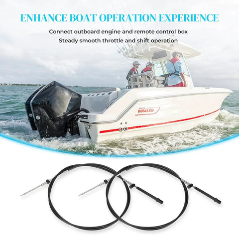 Two 12 Foot Gen1 Boat Throttle And Shift Cables Set For 600A Outboard Control Replacement Dual Cable Kit for boat use