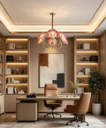 HLRCB Indoor Pendant Light, 21.7", Glass Floral Shade Adjustable Drop in elegant home office with stylish decor.