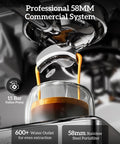 All-In-One Espresso Machine With Built-In Grinder, 58mm Portafilter, 15 Bar Pressure pouring espresso into a glass cup