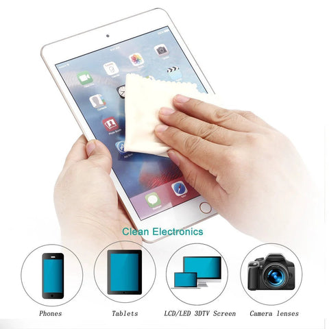Microfiber screen cleaning cloths, 4-pack, white, for phones, tablets, cameras