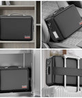 Fireproof Document Box With Lock And Hard Shell Organizer in various settings, showcasing its portability and rugged build.