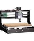 CNC MDF grid spoilboard for 3018 router compatible with 3018 Pro Series Mach3 with 24 holes, mounted on CNC machine