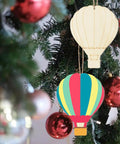 Unfinished Wooden Hot Air Balloon Cutouts With Twine, 20 Pieces, DIY Blank Ornaments hanging on Christmas tree