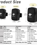 Product size chart for compact under seat cycling saddle bag with easy access zipper, showing mini, standard, and large dimensions.